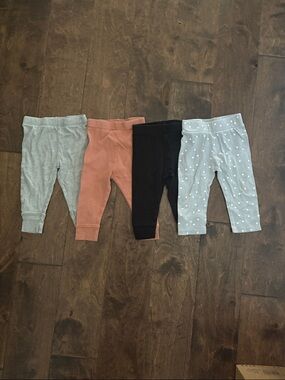 Bundle of FOUR (4) Baby Stretch Cotton Leggings - Gray, Rust, Black, Polka Dot